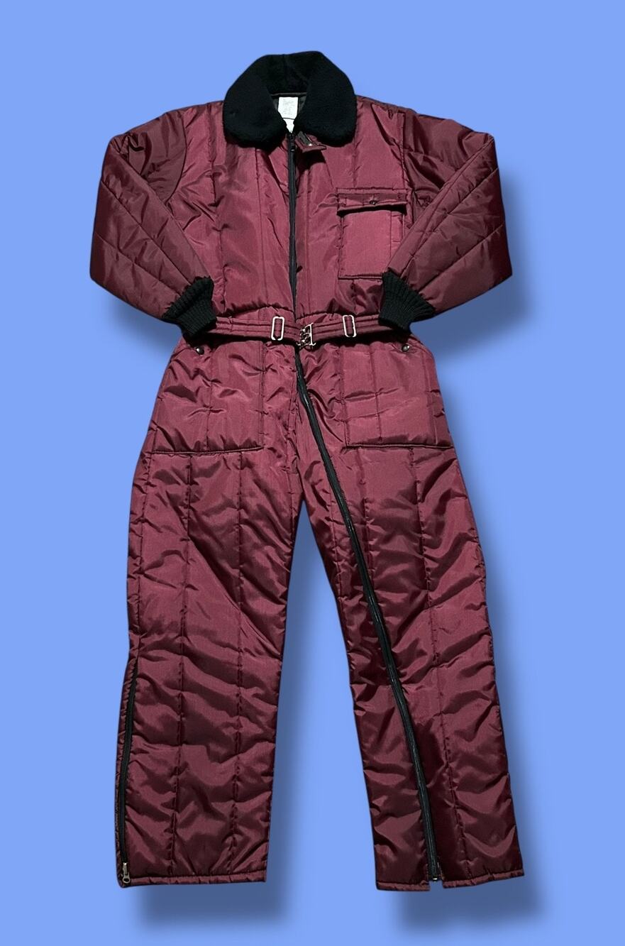 Vintage Sears Work Leisure Snowsuit Insulated Coveralls Nylon 42 Regular Red